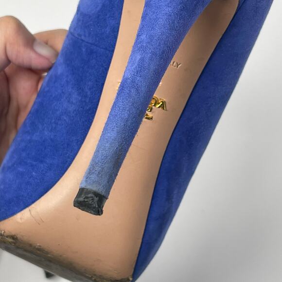 Prada Blue Suede Leather Platform Stiletto Heel Pumps (Size 40.5 EU) - Picture 14 of 16